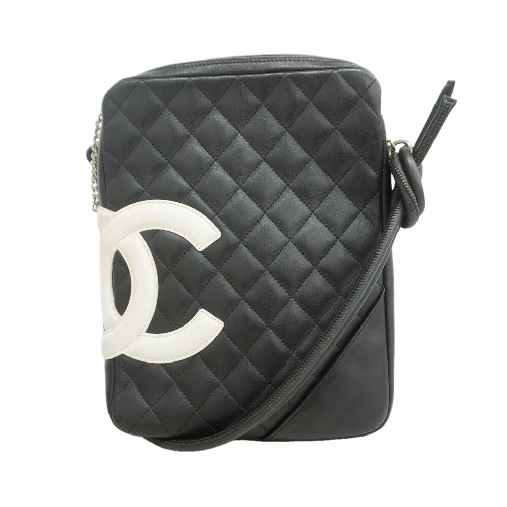 Chanel Shoulder Bag Cambon Lambskin Black Silver Hardware